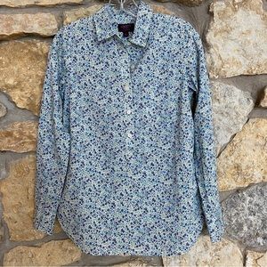 J. Crew Perfect Shirt in Liberty Art blue Popover floral blouse 2